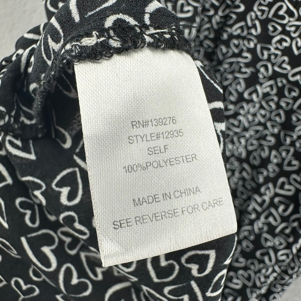 Y2K Daniel Rainn Button Down Blouse Heart AOP Monochrome Women S Preppy Paris - Picture 7 of 8